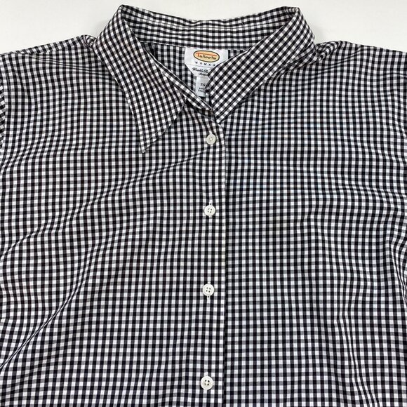 Talbots Womens Gingham Stretch Button Up Shirt Long Sleeve Black Size 3XL 24W - Picture 7 of 11